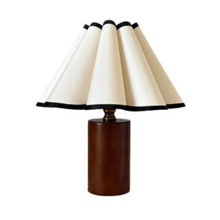 Wooden Pillar Pleated Table Lamp