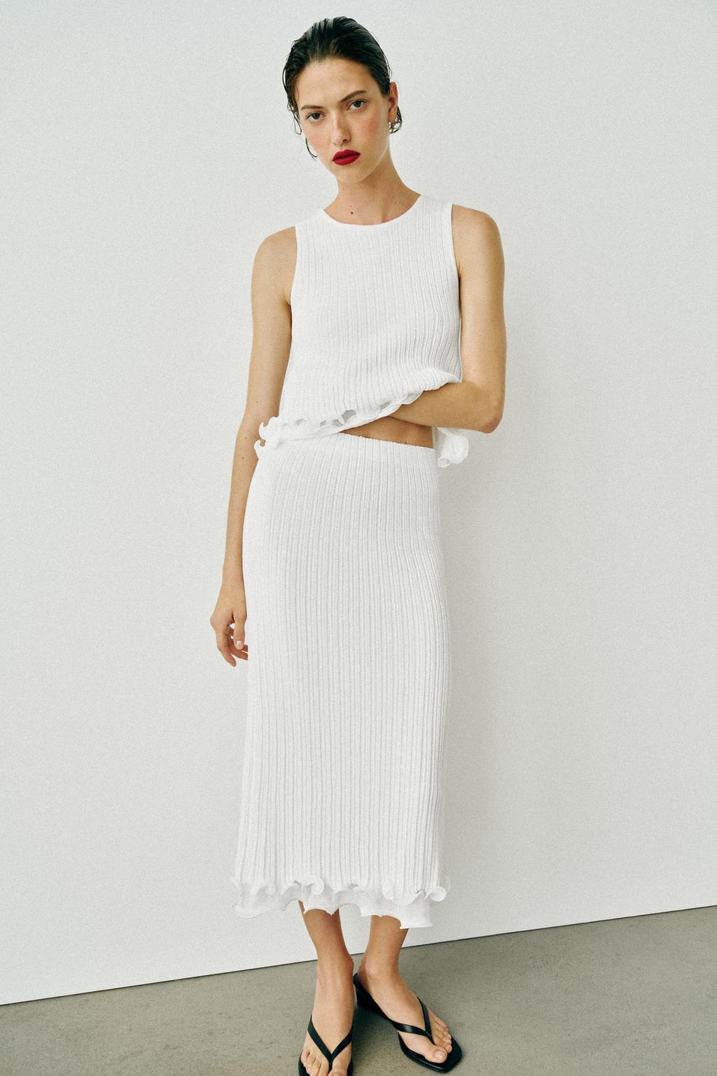 Zara, Double-Layer Knit Midi Skirt
