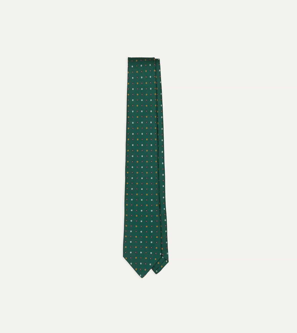 Drake&amp;rsquo;s for St. Regis Geometric Flower Print Silk Self-Tipped Tie