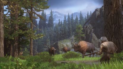 Legend of California screenshot showing a man hunting some buffalo