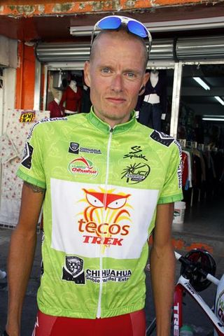 Race leader Michael Rasmussen (Tecos Trek)
