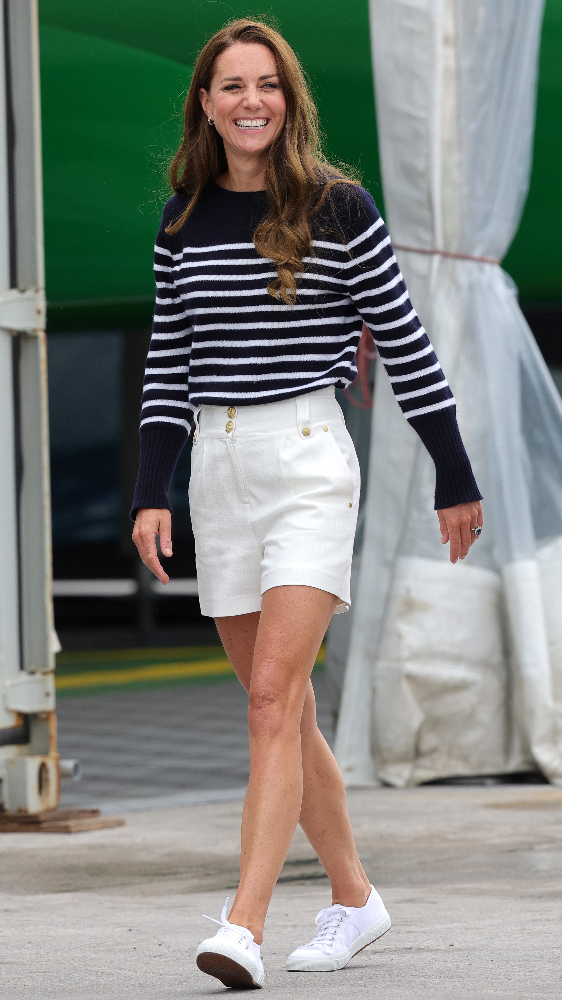 Catherine, Princess of Wales is seen during her visit to the 1851 Trust and the Great Britain SailGP Team on July 31, 2022