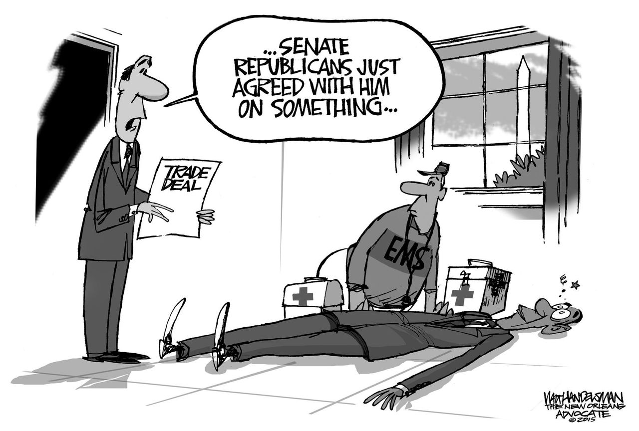 Obama cartoon U.S. Senate Trade Deal