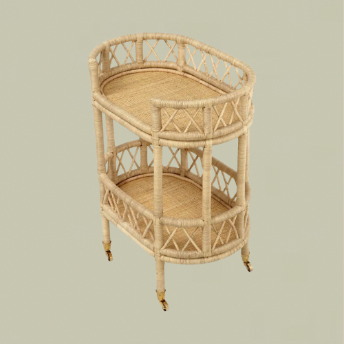 Rattan rolling cart