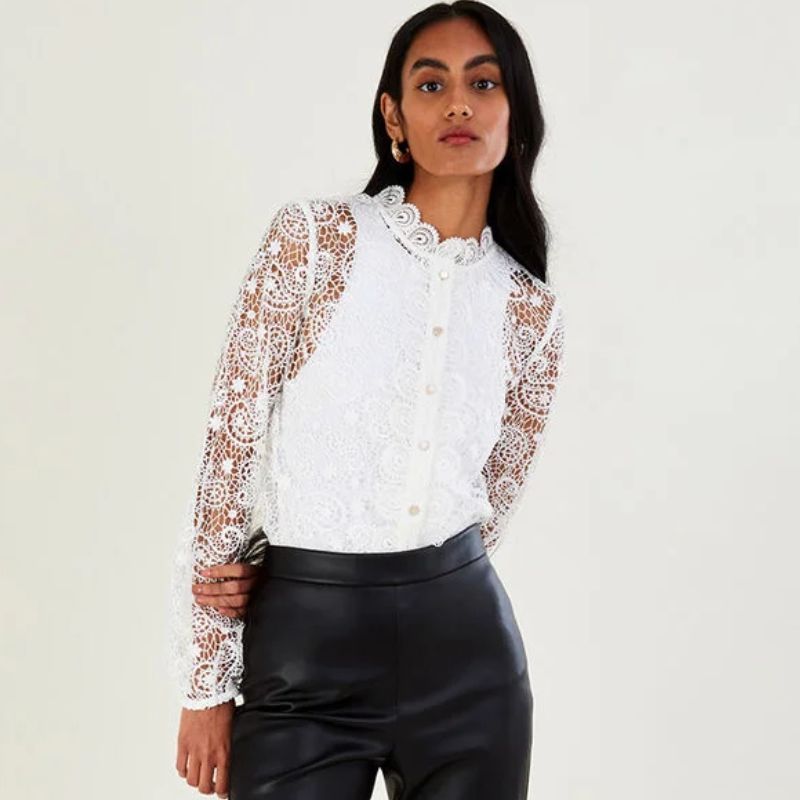 white lace shirt