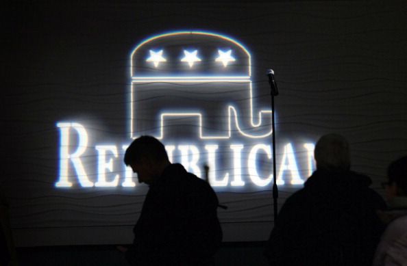 Guests at a campaign rally for Rick Santorum.