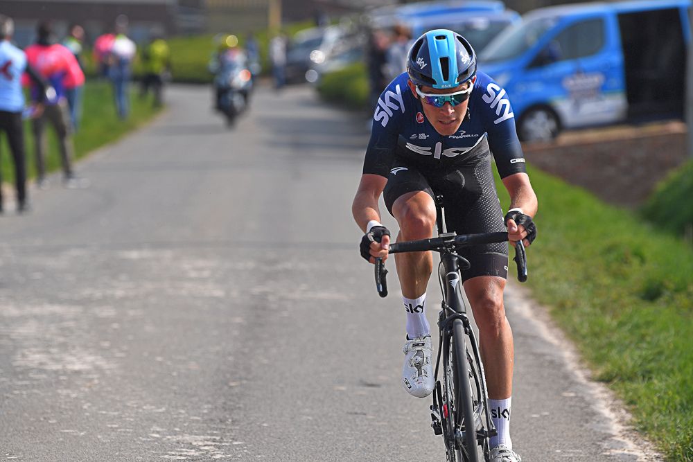 Luke Rowe on the attack at Gent-Wevelgem