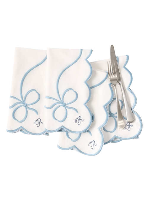Embroidered Bow Dinner Napkins, Set of 4