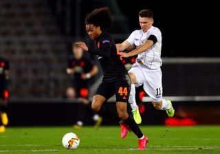 Tahith Chong, left, was given his Manchester United debut in January 2019 by Ole Gunnar Solskjaer