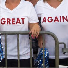 Women wearing Make America Great Again t-shirts