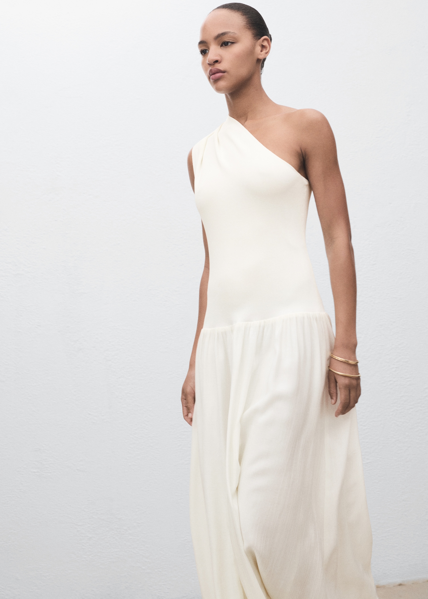 Asymmetrical Combined Knitted Dress - Women | Mango United Kingdom