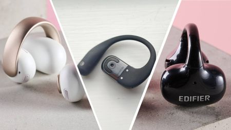 Soundcore AeroClip, Shokz OpenFit 2+, and Edifier Lolliclip together