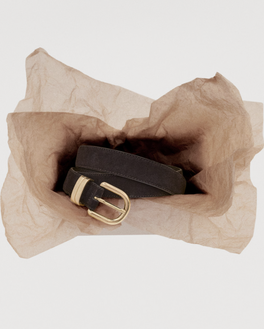 MANGO, Suede Leather Belt