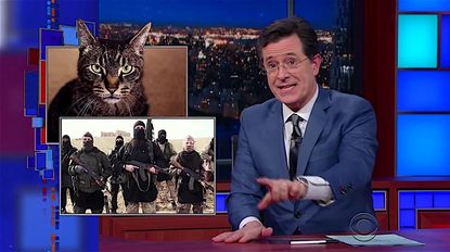 Stephen Colbert jokes about Hillary Clinton and her childhood cat, ISIS