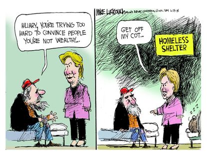 Political cartoon Hillary Clinton wealthy