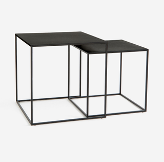 Two black nesting tables