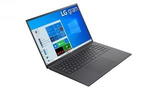Product shot of the LG Gram 17 (2022), one of the best lightweight laptops,
