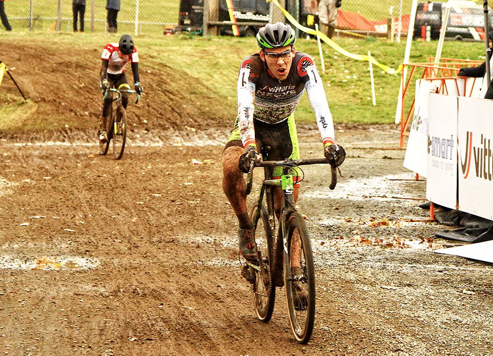 Curtis White (Cannondale p/b Cyclocrossworld) looks spent as he takes first place and wins today&rsquo;s SUPERCROSS CUP