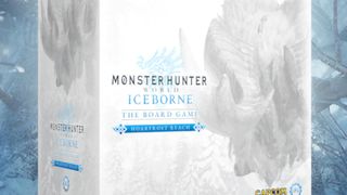 Monster Hunter World Iceborne: The Board Game box against a tundra background