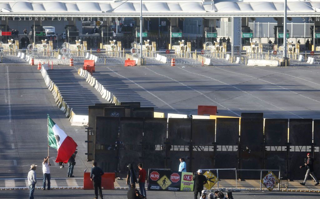 The San Ysidro border crossing closed on Sunday.