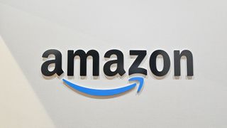 Amazon logo and branding in black lettering pictured on a white background.