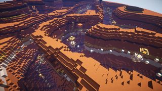 Minecraft custom maps - A view of a canyon in Minecraft parkour map, Canyon Jumps