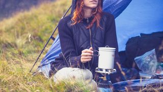 Wild camping on Dartmoor: stove cooking