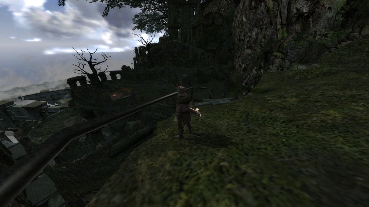 Solaire gazing down, slightly closer to Firelink.