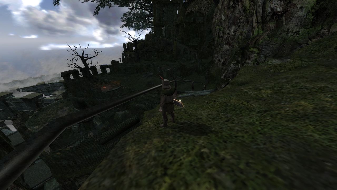 Solaire gazing down, slightly closer to Firelink.