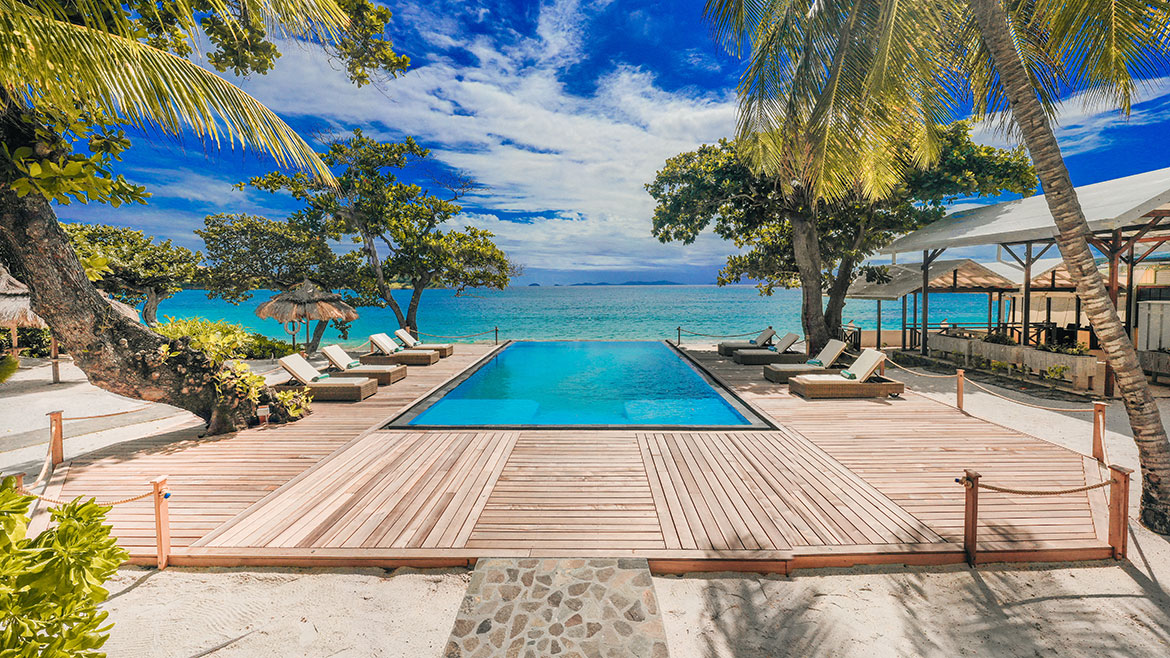 The saltwater pool at Bequia Beach Hotel