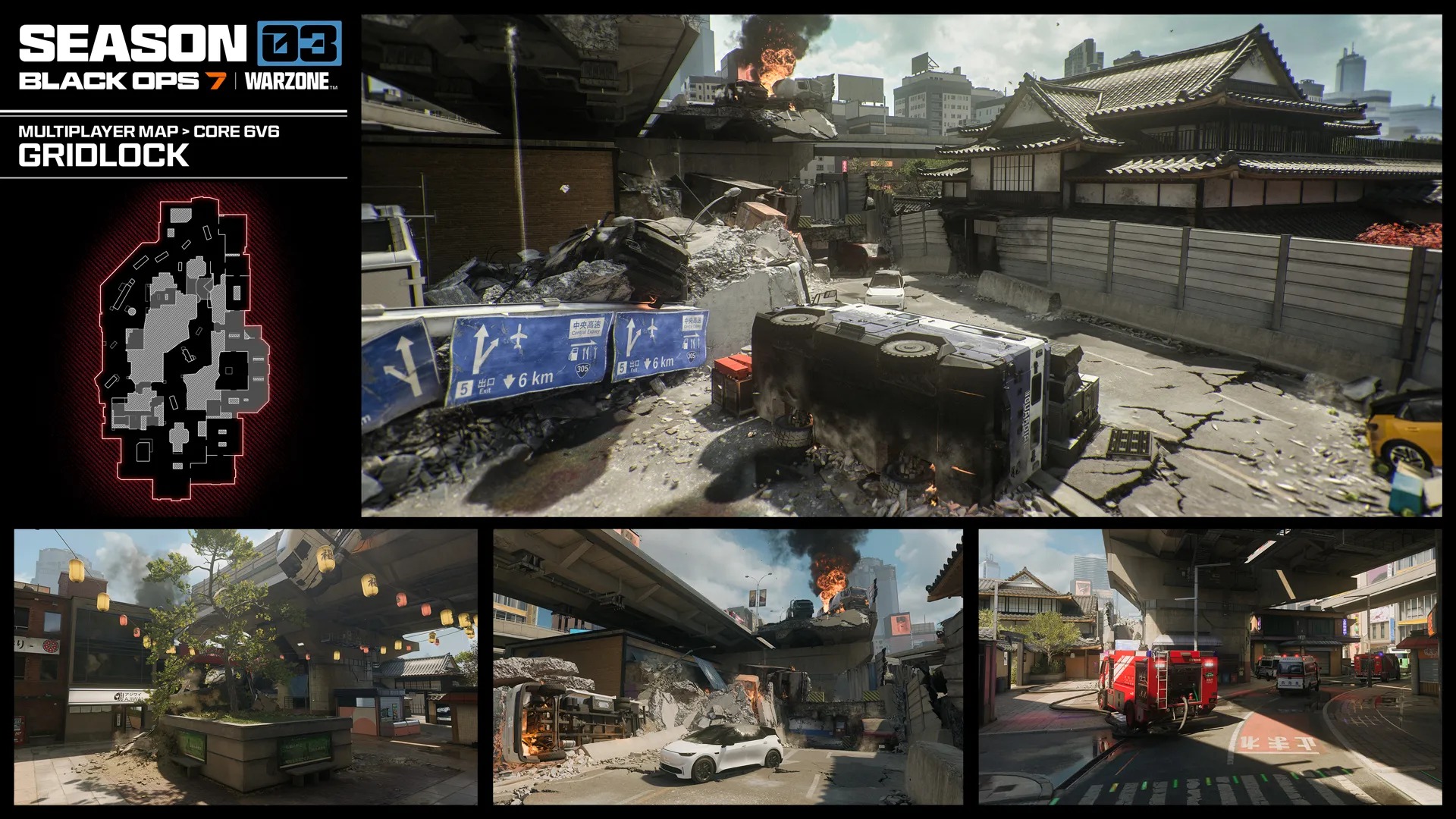 Call of Duty: Black Ops 7 Season 3 screenshots including weapon prestige camos, new mode gameplay for freerun and demolition, and new operator skins.