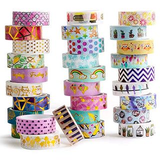 Ieedyye 30 Rolls Gold Foil Washi Tape - 15mm Wide Japanese Masking Tape for Scrapbook, Bullet Journal, Planner, Arts & Crafts