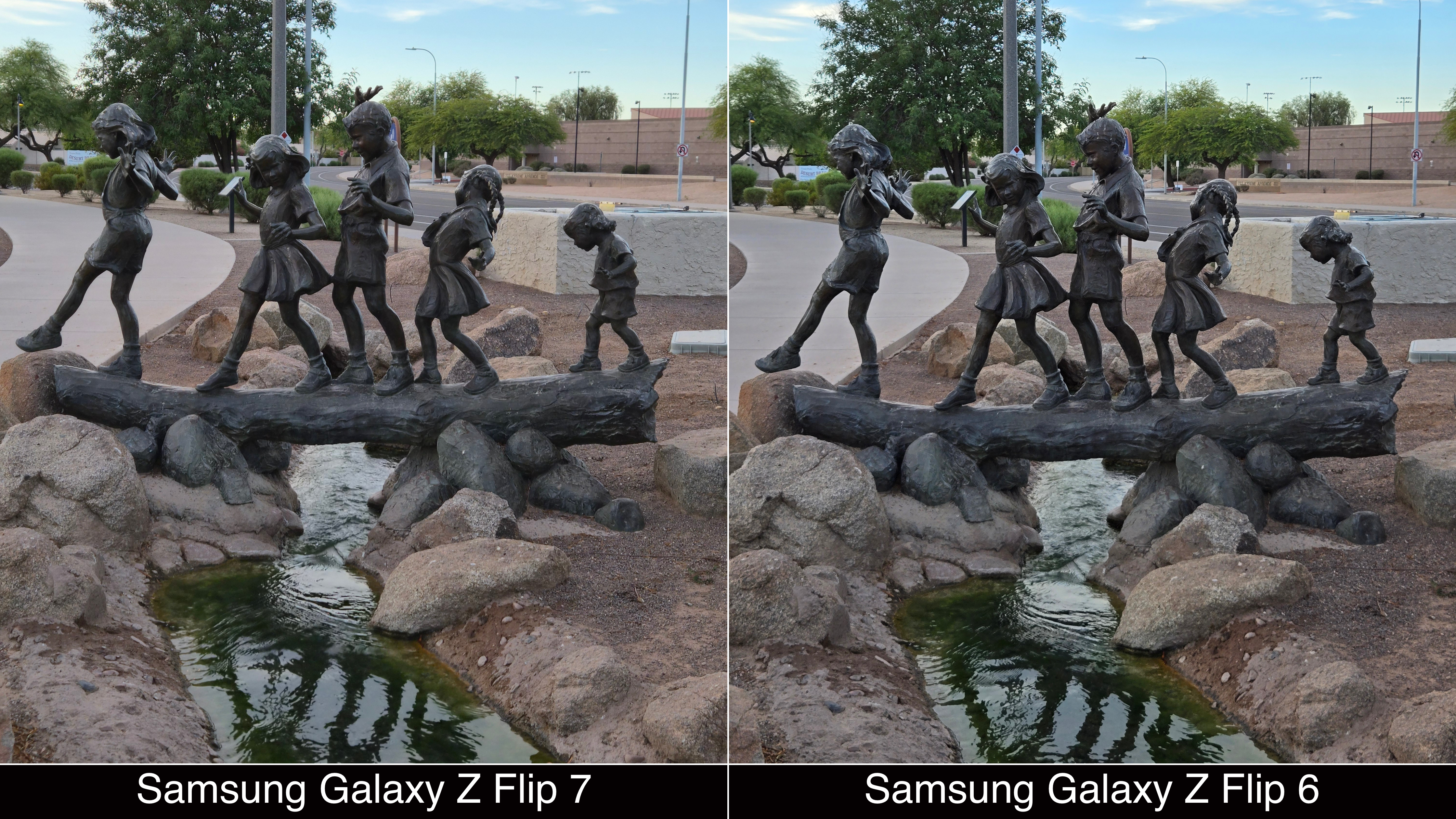 Camera comparisons shot on Samsung Galaxy Z Flip 7 and Flip 6.