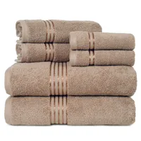 Hastings Home 6-Piece Taupe Cotton Bath Towel Set