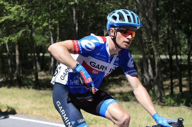 Ben King (Garmin-Sharp) fuels up for his long pull at the front
