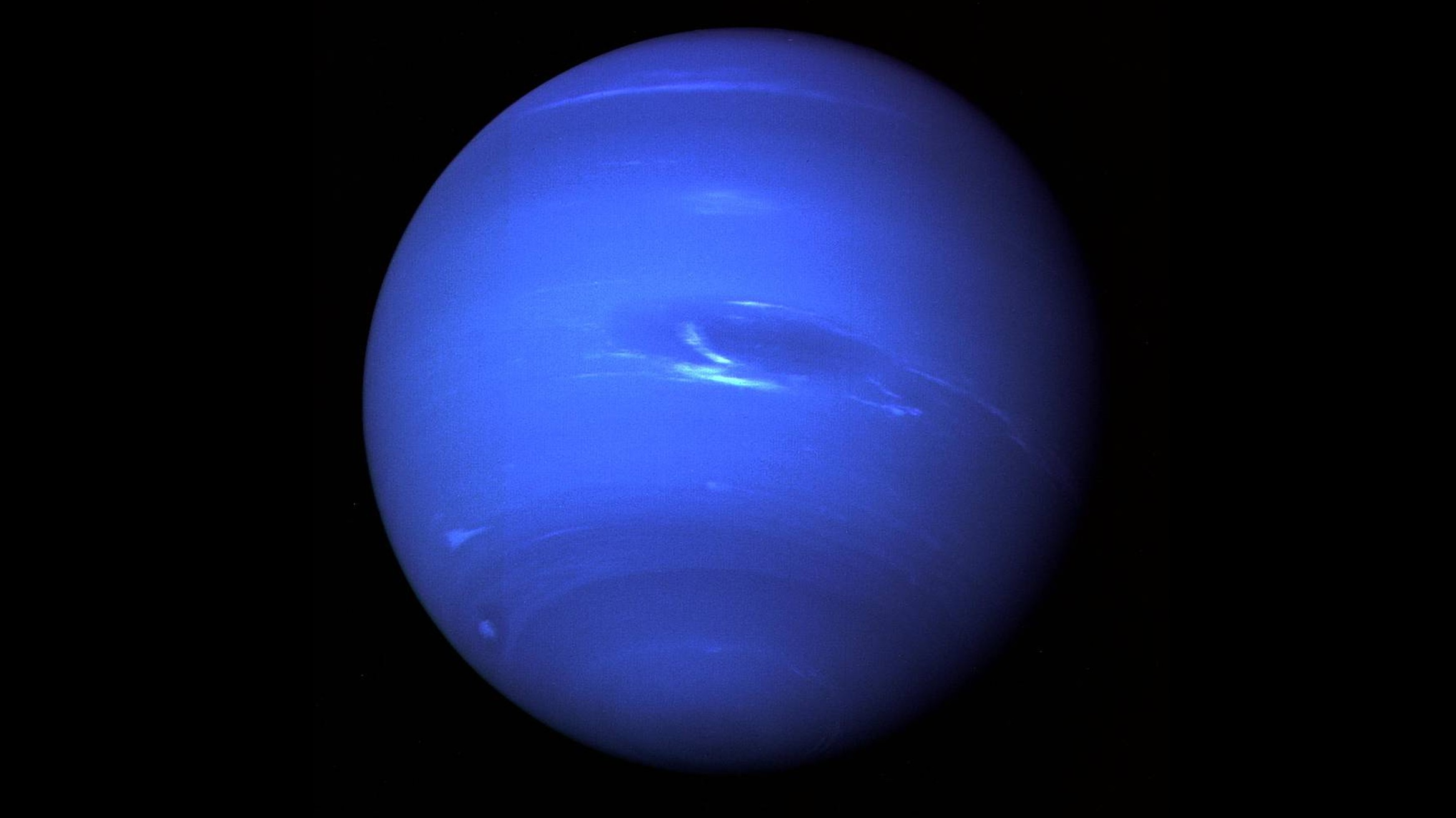 Voyager 2 captured this close-up of blue Neptune in 1989