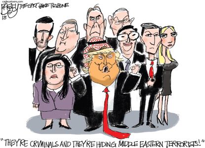 Political cartoon U.S. Trump criminal middle east terrorists Mohammed bin Salman