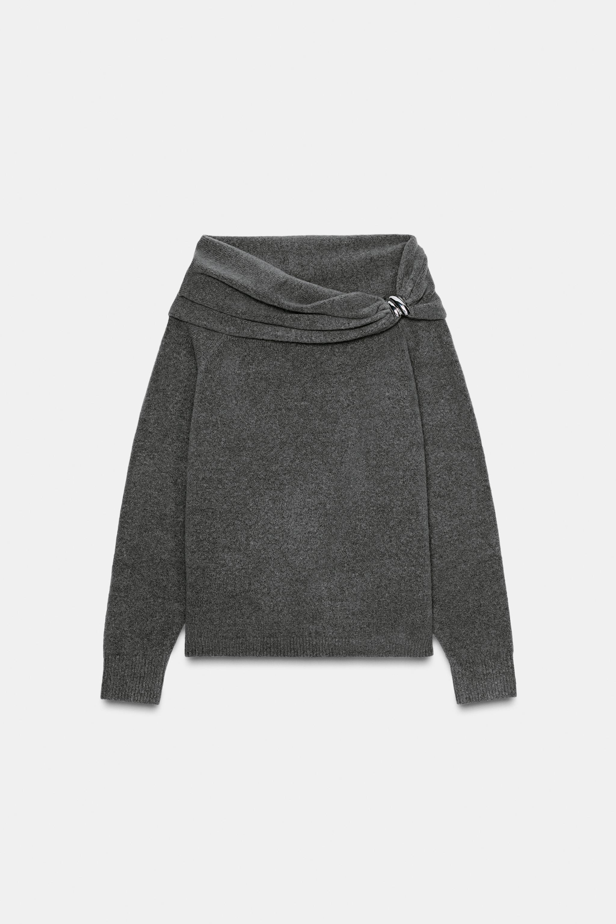 Off-Shoulder Knit Sweater With Metallic Appliqu&amp;Eacute;