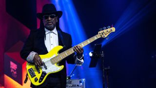 American bassist Nate Phillips performs during the 17th Jakarta International BNI Java Jazz Festival at JI-Expo Kemayoran on May 27, 2022 in Jakarta, Indonesia.