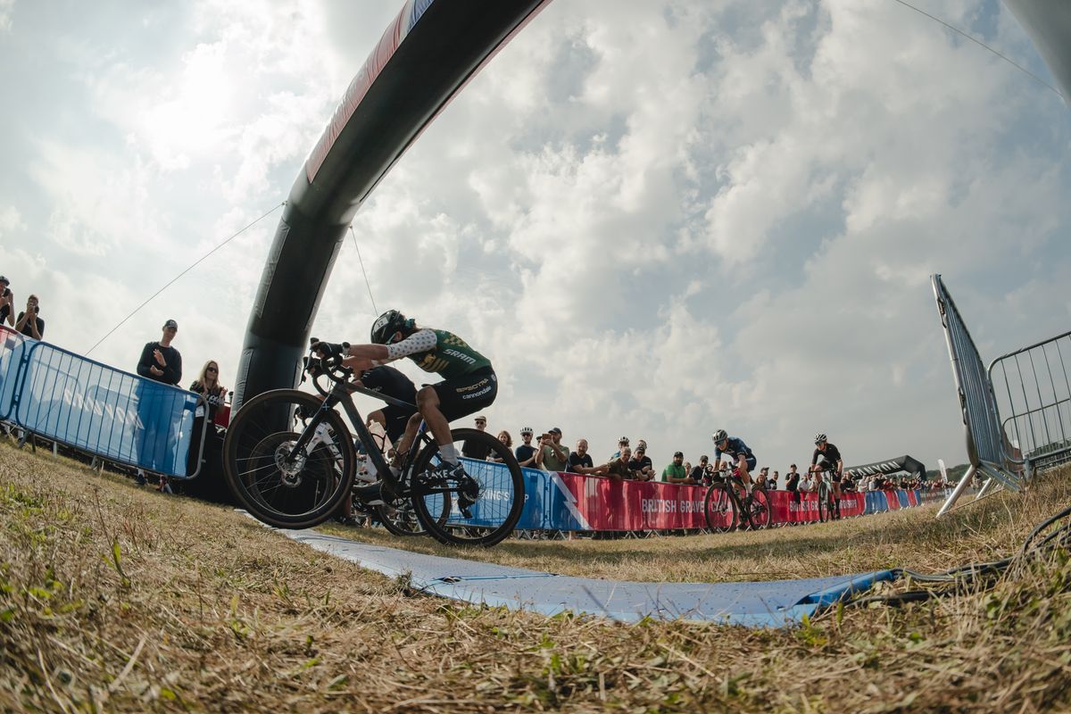 Xan Crees (Spectra-Cannondale) outsprinted Danni Shrosbree (Amius) to win the 2023 elite women’s British Gravel Championship