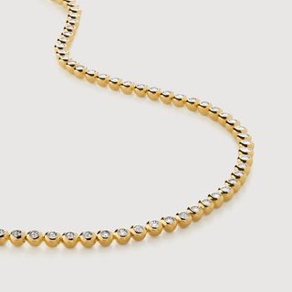 Gold Vermeil Lab Grown Diamond Essential Tennis Necklace Adjustable 41-46cm/16-18' - Lab Grown Diamond