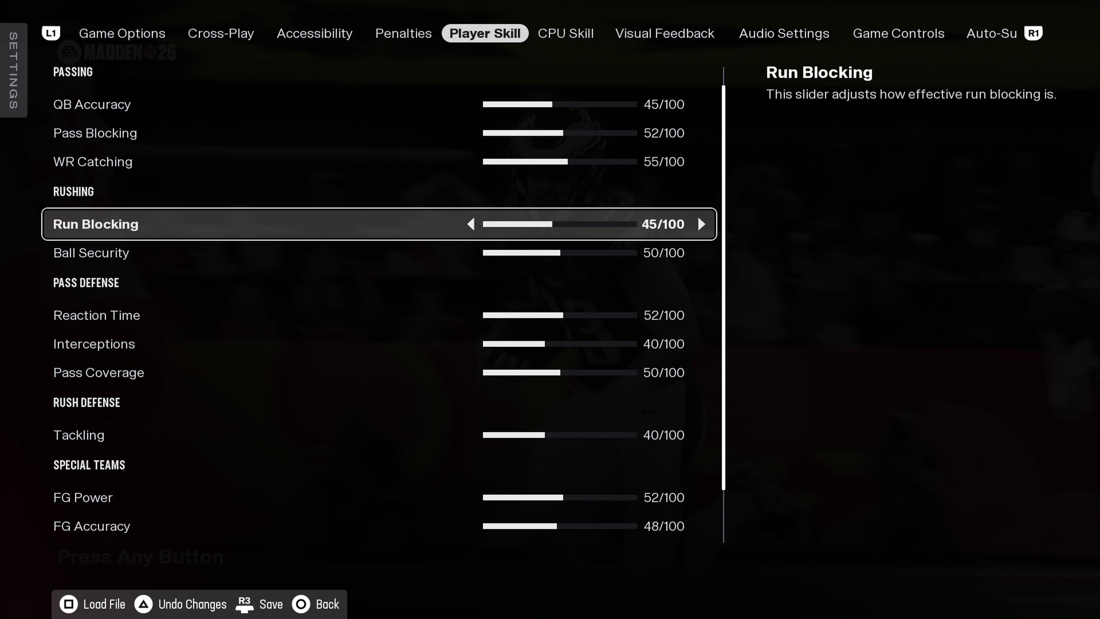 Custom player skill sliders in Madden 26