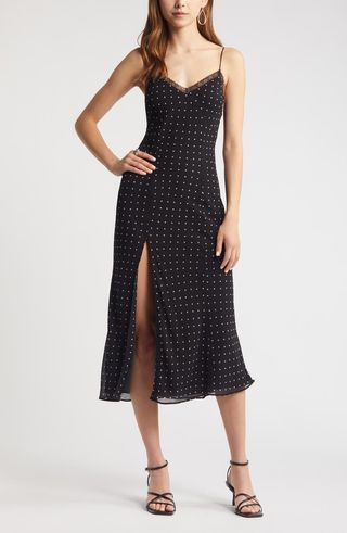 Polka Dot Lace Trim Slipdress