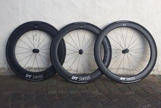 Image shows a selection of deep section wheels which are found on the best aero bikes