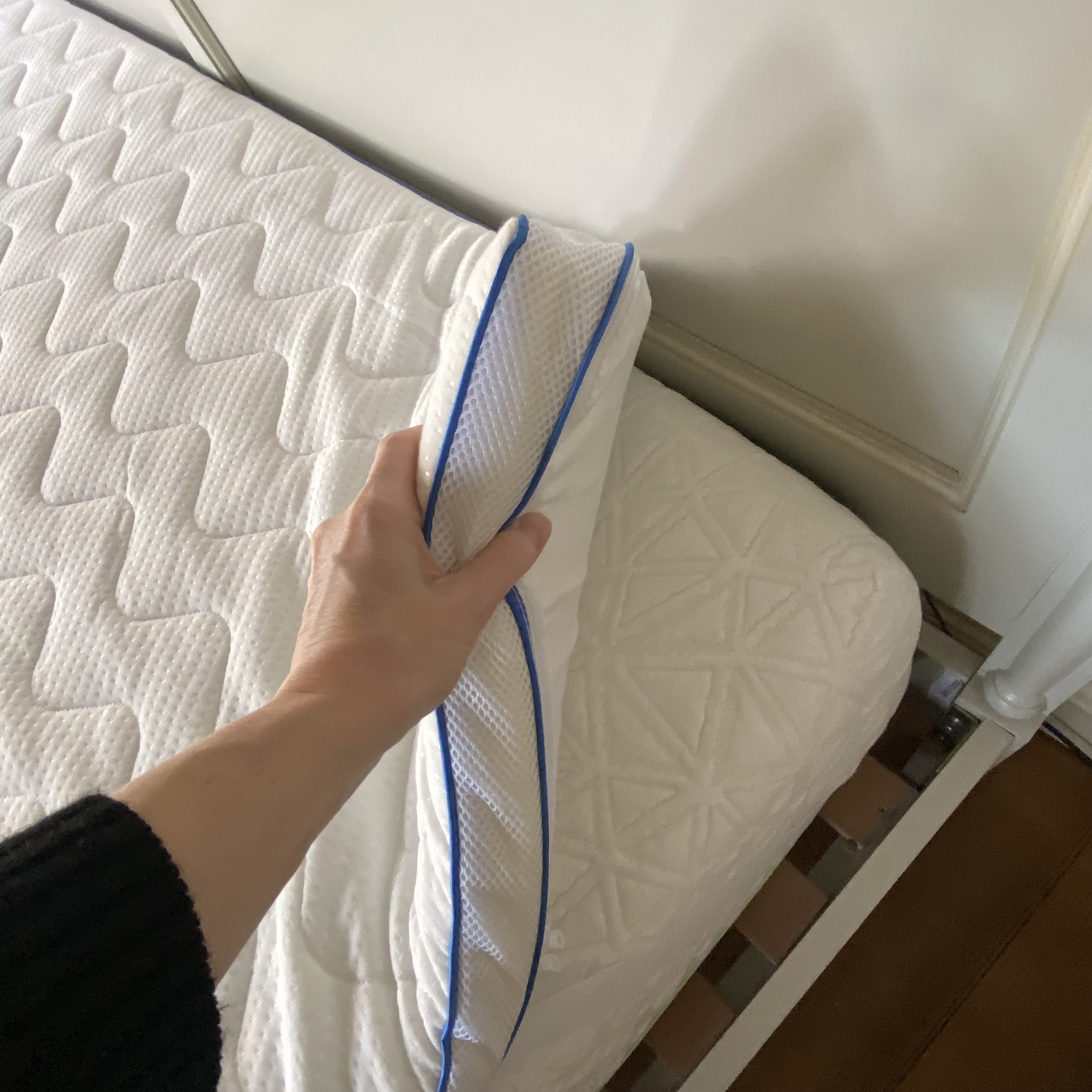 Slumberdown Memory Foam Gel Mattress Topper being tested at home