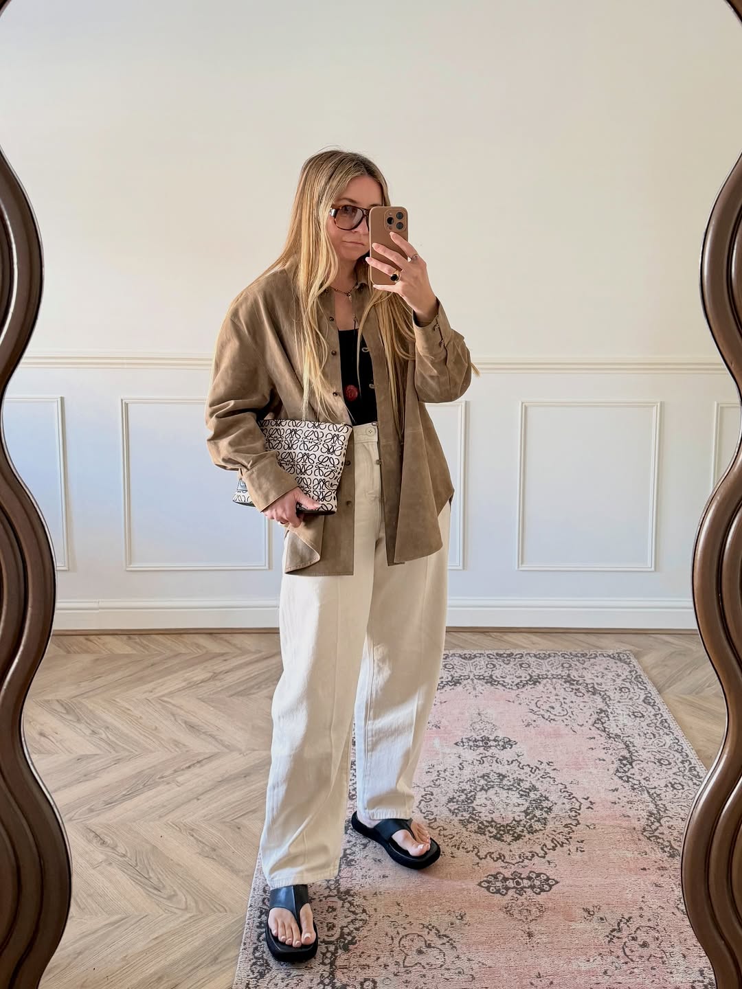 woman wearing suede button down jacket trend 2026