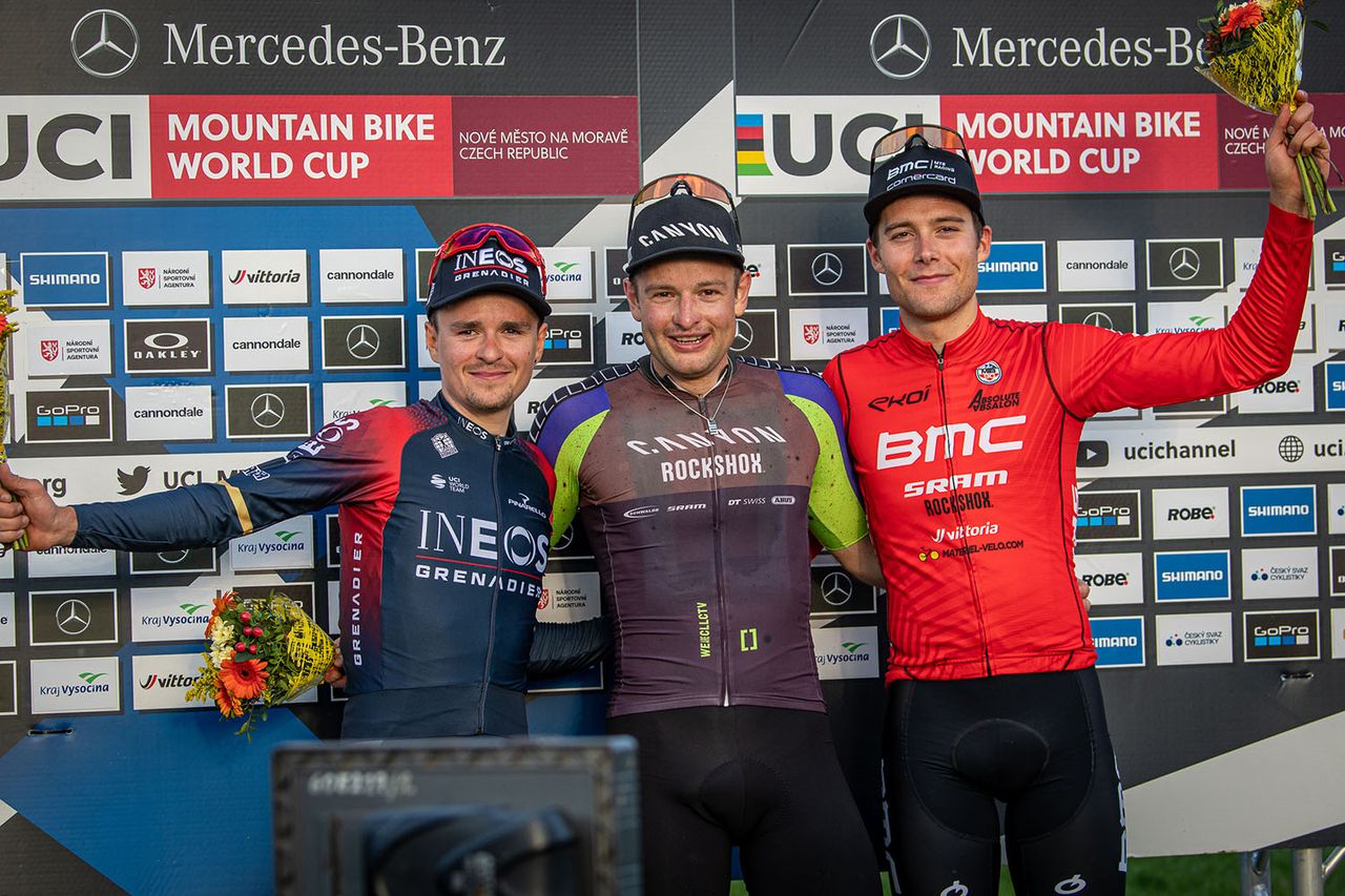 L to r: Thomas Pidcock, Luca Schwarzbauer, Filippo Colombo