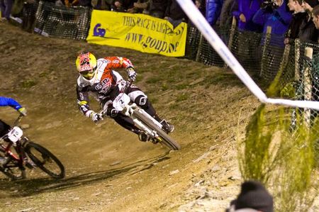 A racer in action on the four cross course in Houffalize