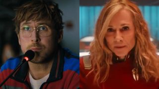 Ryan Gosling and Holly Hunter split image