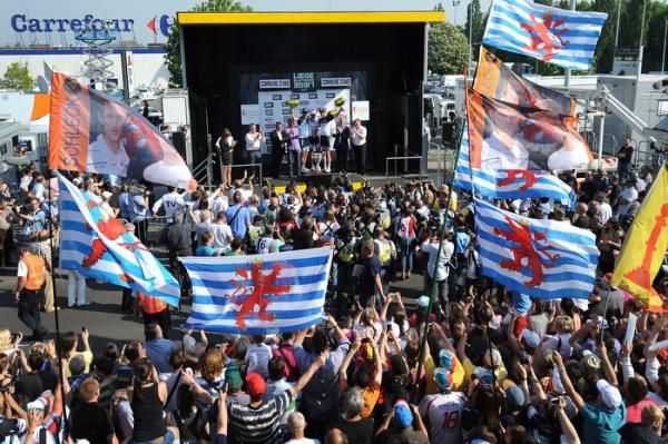 Luxembourg flags flew at the podium ceremony
